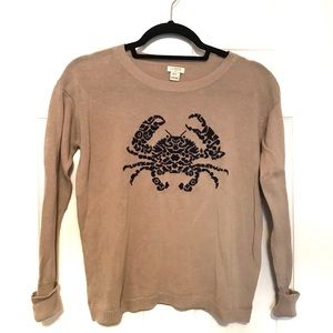 J. Crew Nude Crew Neck Sweater with Crab accent